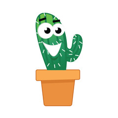 Cactus character, cactus vector illustration, cactus flat icon