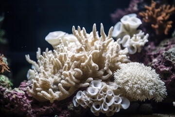 White marine corals under the sea. Generative AI