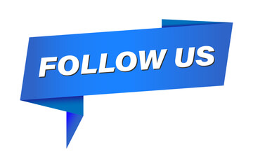 Follow us banner, speech bubble. Follow us ribbon template. Follow us sticker, sign or tag. Vector