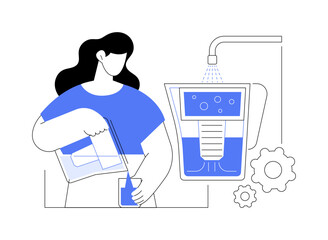 Water filter pitcher abstract concept vector illustration.