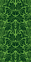 Fototapeta na wymiar Green abstract background with tropical palm leaves in Matisse style. Vector seamless pattern.