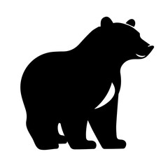 Vector silhouette of bear on white background. Symbol of wild animal. Vector illustration