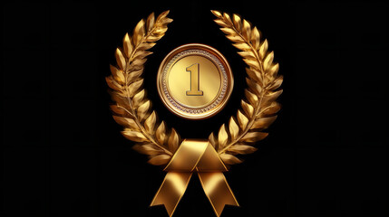 1st award, gold medal award ,hd, winner medal winning laurel banner on background