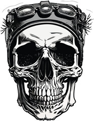 Artwork illustration and t-shirt design Pilot skull engraving ornament, white background
