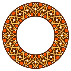 African ethnic round ornament. Hand stamp printing. Ethnic folk ornament.