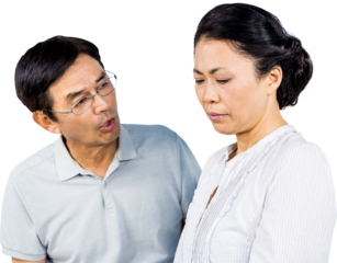 Older asian couple having an argument