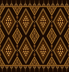 Ethnic folk geometric seamless pattern in dark brown tone in vector illustration design for fabric, mat, carpet, scarf, wrapping paper, tile and more