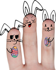 Vector image of fingers representing Easter bunny 