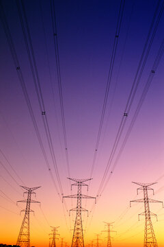 Power Lines at Sunset Markham, Ontario, Canada