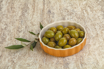 Tasty marinated olives in the bowl
