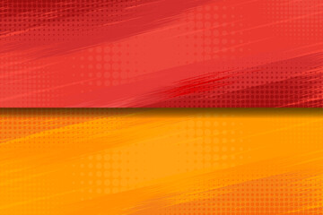 Yellow and red background. Retro comic in pop art style. Compared to lightning-fast halftone dots. Cartoon vs vector illustration
