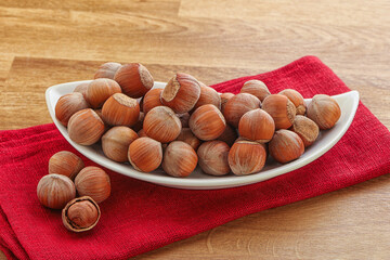 Hazelnut heap in the bowl