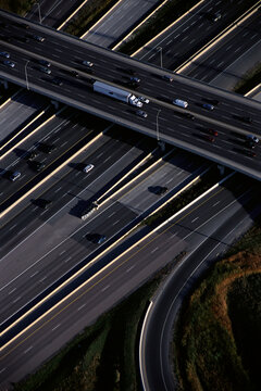 Aerial View of Highway Overpass, Highways 407 and 400, Ontario, Canada