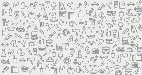 background with cosmetics icons, beauty icon background