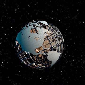 Wire Globe in Starry Sky North America