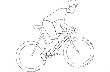 A man rode a bicycle quickly. World bicycle day one-line drawing