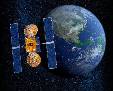Communication Satellite Above Earth