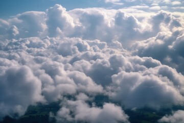 clouds above a blue sky at sunset, view of clouds through high plane, clouds on a sunny day
