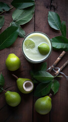 Fresh Feijoa Smoothie on a Rustic Table