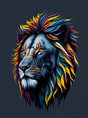 Obraz premium Vintage cartoon lion head. AI generated illusttration