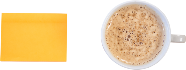 Cup of coffee and illustration of square shape