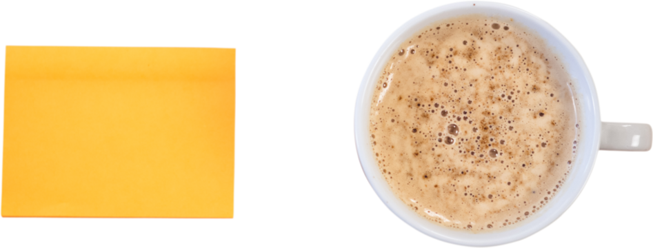 Cup of coffee and illustration of square shape