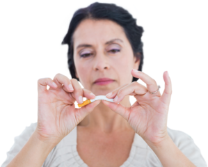 Woman snapping her cigarette