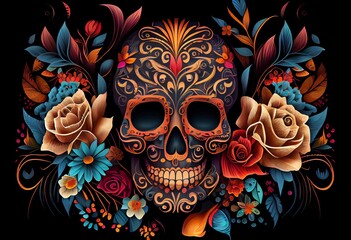 Day Of The Dead Design, Background, Graphic. Generative AI