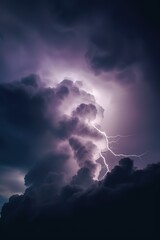 Fototapeta na wymiar dark cloudy sky with lightning flash , in the style of tonalist color scheme