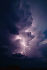 Fototapeta na wymiar lightning striking over dark clouds with lightning bolting from the sky
