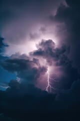lightning striking over dark clouds with lightning bolting from the sky