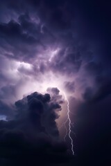 lightning striking over dark clouds with lightning bolting from the sky