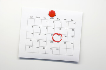 Calendar with 17th Circled