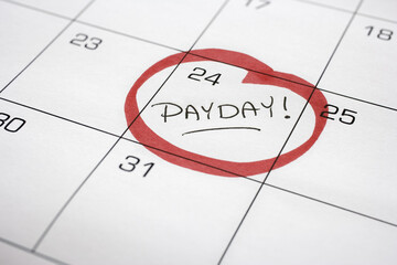 Calendar with Payday Circled