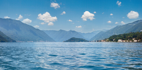 Lake Como (Italy) summer view from ship board