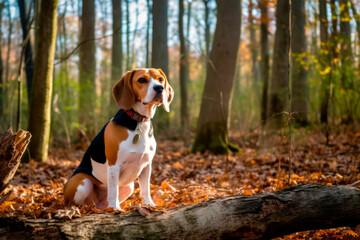 beagle puppy in the park - obrazy, fototapety, plakaty