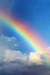 a rainbow with clouds in the sky
