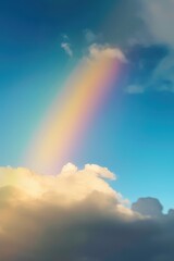 Plakat rainbow over stormy sky with clouds