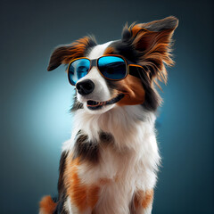 portrait of a dog in sunglasses