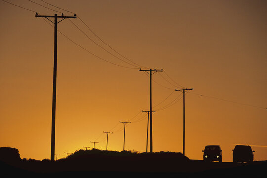 Rural Highway at Sunset, California, USA
