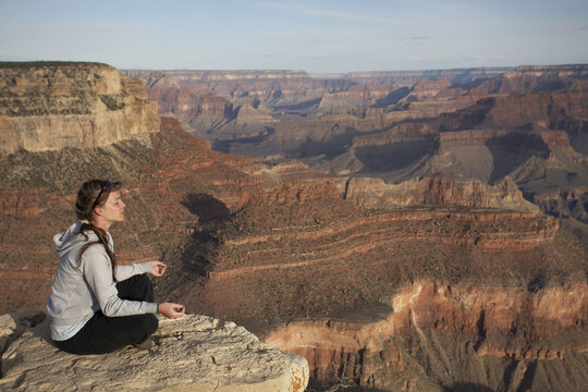 Woman Meditating, Grand Canyon, Arizona, USA