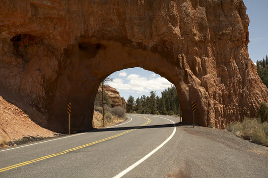 Road Through Rock Face, Dixie National Forest, Utah, USA