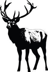 Stag Reversible Decal, Negative Space Deer Design, Animal Scene, Bold Black Lines for Large Canvases & Home Decor