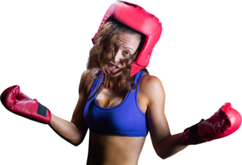 Portrait of crazy fighter with arms outstretched