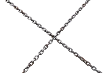 Foto op Plexiglas 3d image of metallic chains in cross shape © vectorfusionart