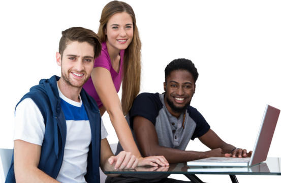 Creative team using laptop