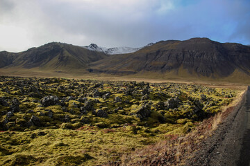 Fields, meadows and mountains of Iceland without vegetation.