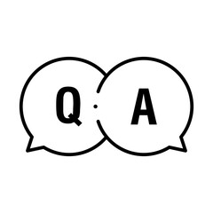 Question and answers concept illustration template with big circle speech bubbles with QA letters - qustions and answers section icon, header image