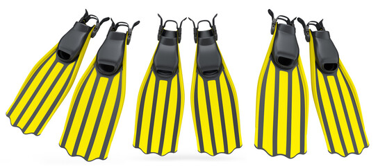Set of diving flippers for summer holidays and snorkeling on white background. © Vasyl Onyskiv