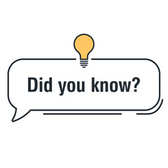 Did you know banner design. Design template with message speech bubble and with light bulb. Vector illustration